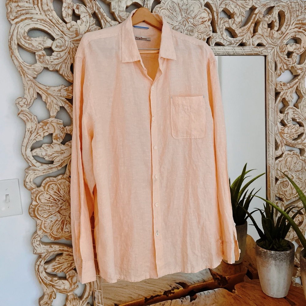 TOMMY BAHAMA LIGHT PEACH MEN’S BUTTON DOWN SHIRT ⛳️🏝️🛥️